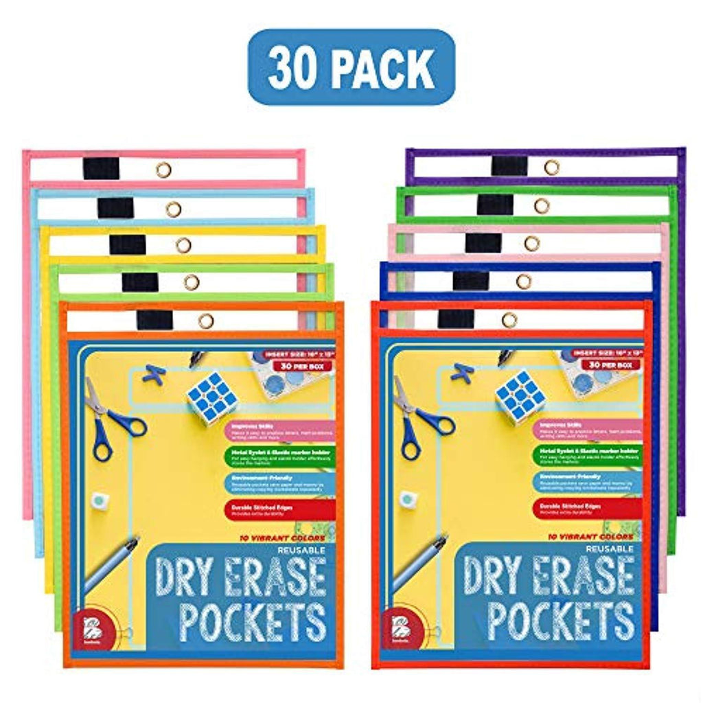 Reusable Dry-Erase Pockets — 30-Pack