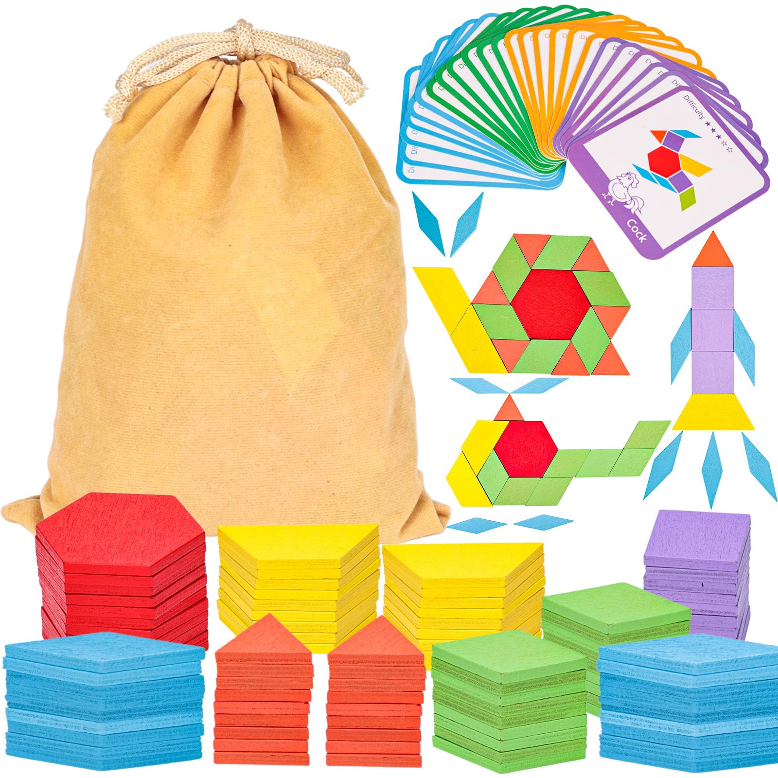 LovesTown Wooden Pattern Blocks