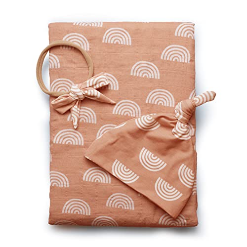 Miaoberry Muslin Swaddle Set — Caramel Rainbow