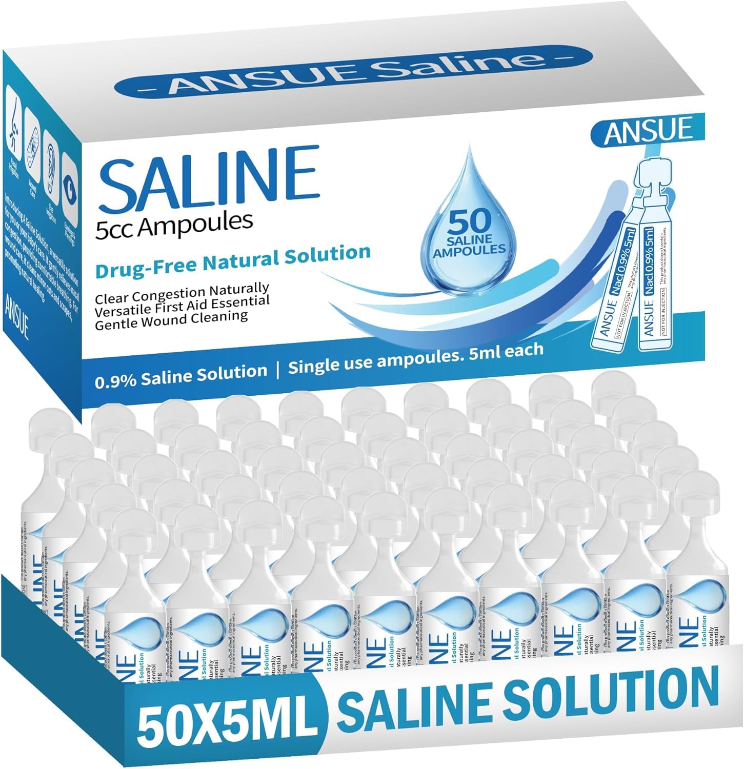 0.9% Saline Ampoules — 50-Count