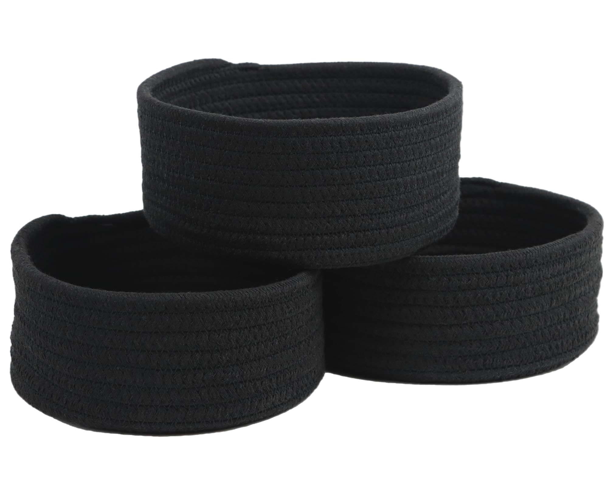 Black Cotton-Rope Baskets — Set of Three